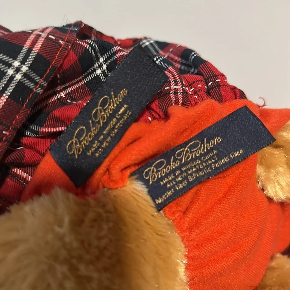 Brooks Brothers 19” plush Teddy Bear w/ lamb. Dressed in Red Plaid dress.
